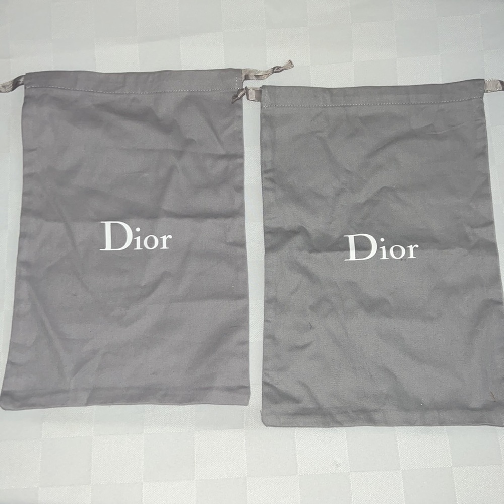 Two Dior Gray Shoe Dustbags 8.5” x 13”
